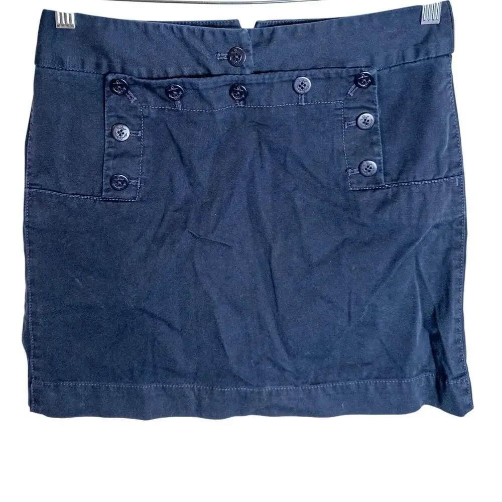 Y2K J.Crew Classic Twill Chino Sailor Mini Skirt Navy Size 4